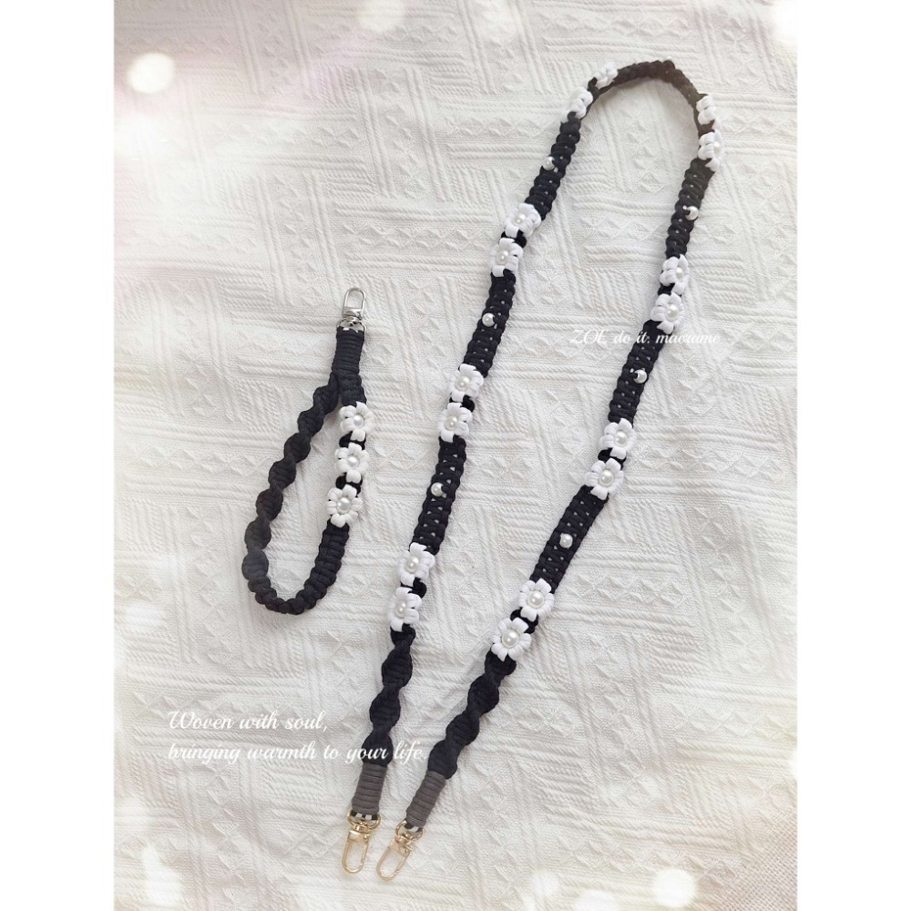 ｜手機短掛繩｜淚之珠▪︎珍珠花花-細節圖4