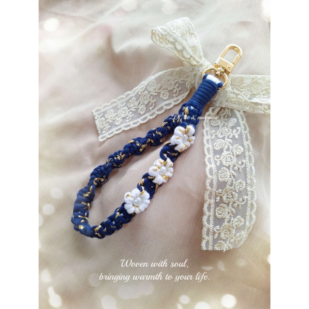 ｜手機短掛繩｜淚之珠▪︎珍珠花花-細節圖5