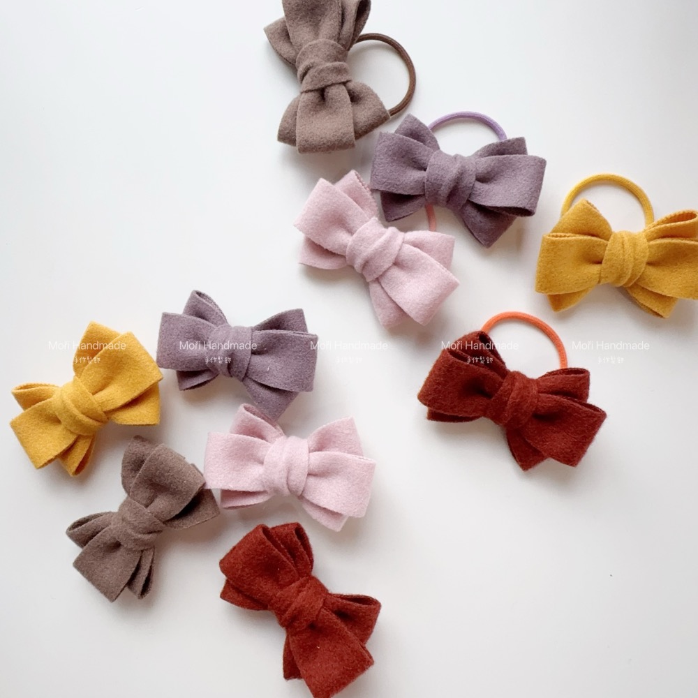 現貨免運@一支-毛呢雙層蝴蝶結髮飾 兒童髮夾兒童髮圈蝴蝶結髮圈女童髮夾女童髮圈公主髮飾氣質包頭髮飾劉海夾蝴蝶結髮圈-細節圖3