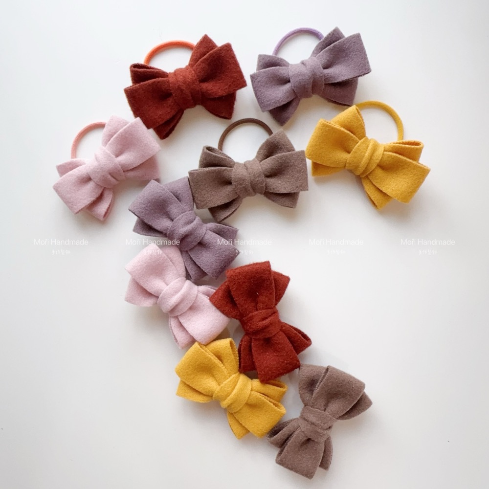 現貨免運@一支-毛呢雙層蝴蝶結髮飾 兒童髮夾兒童髮圈蝴蝶結髮圈女童髮夾女童髮圈公主髮飾氣質包頭髮飾劉海夾蝴蝶結髮圈-細節圖4