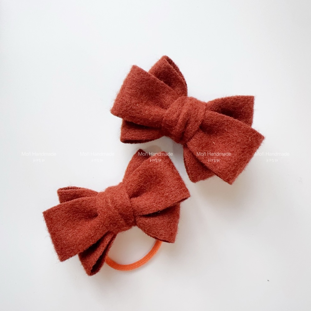 現貨免運@一支-毛呢雙層蝴蝶結髮飾 兒童髮夾兒童髮圈蝴蝶結髮圈女童髮夾女童髮圈公主髮飾氣質包頭髮飾劉海夾蝴蝶結髮圈-規格圖7