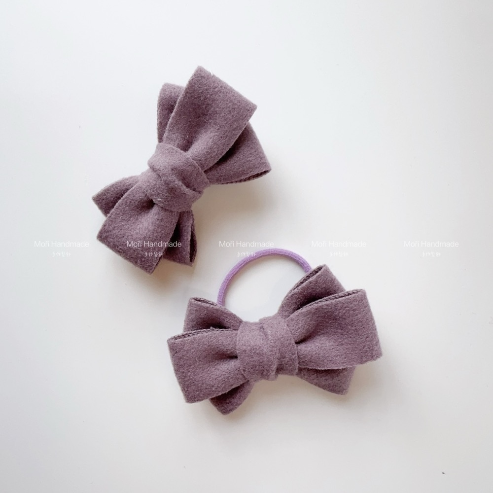 現貨免運@一支-毛呢雙層蝴蝶結髮飾 兒童髮夾兒童髮圈蝴蝶結髮圈女童髮夾女童髮圈公主髮飾氣質包頭髮飾劉海夾蝴蝶結髮圈-規格圖7