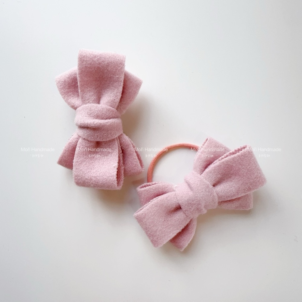 現貨免運@一支-毛呢雙層蝴蝶結髮飾 兒童髮夾兒童髮圈蝴蝶結髮圈女童髮夾女童髮圈公主髮飾氣質包頭髮飾劉海夾蝴蝶結髮圈-規格圖7