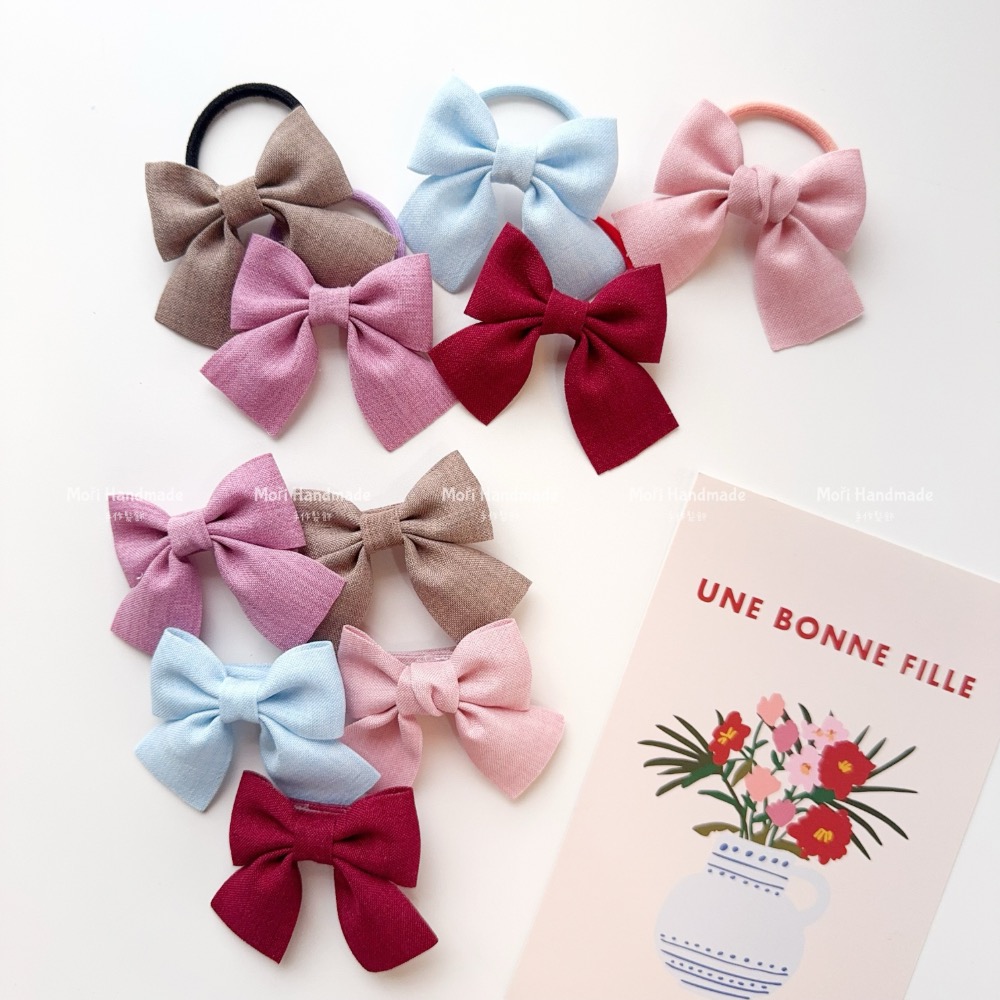 現貨免運@一入-燕尾蝴蝶結寶寶髮夾全包布髮夾寶寶髮圈彈力髮圈女寶髮夾幼兒園髮夾髮飾飾品少髮量髮圈兒童髮圈綁頭髮瀏海夾-細節圖2