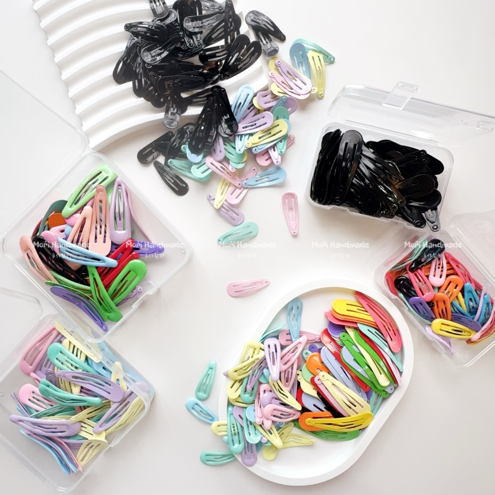 現貨免運@一盒-素色滴膠烤漆多髮量/少髮量/髮飾飾品 女寶BB夾兒童BB夾寶寶髮夾女童髮夾瀏海夾碎髮整理水滴夾-細節圖2