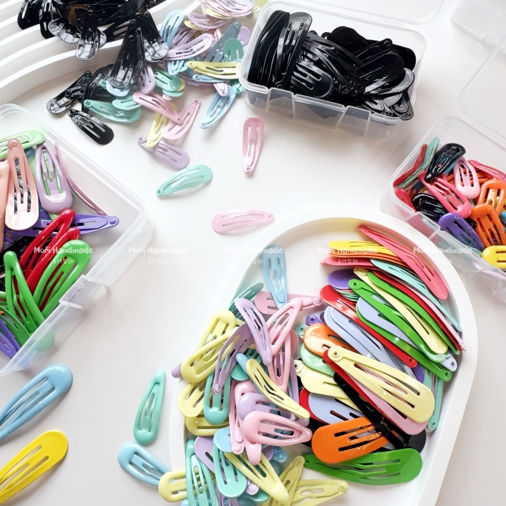 現貨免運@一盒-素色滴膠烤漆多髮量/少髮量/髮飾飾品 女寶BB夾兒童BB夾寶寶髮夾女童髮夾瀏海夾碎髮整理水滴夾-細節圖4