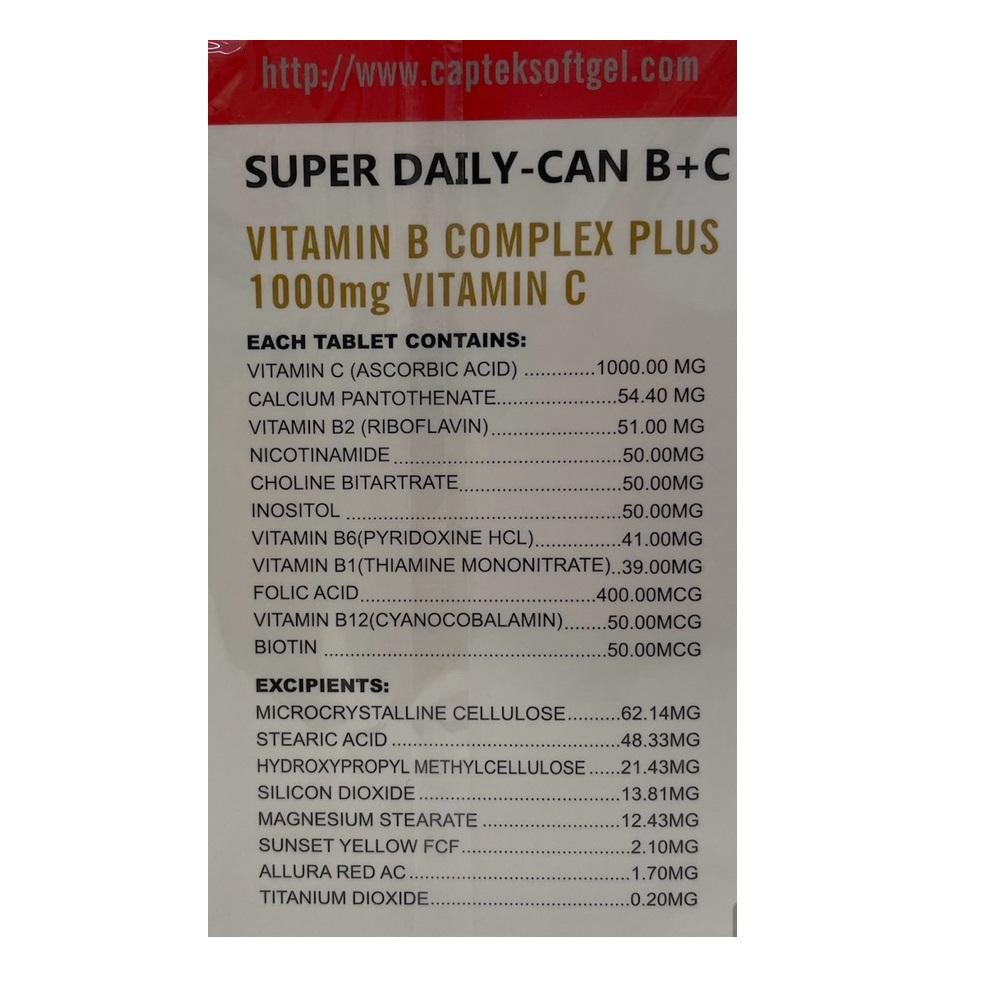 美國進口 Super Daily-Can B+C Tablets 天天能B+C錠 50錠/盒 一錠即擁有B+C-細節圖3