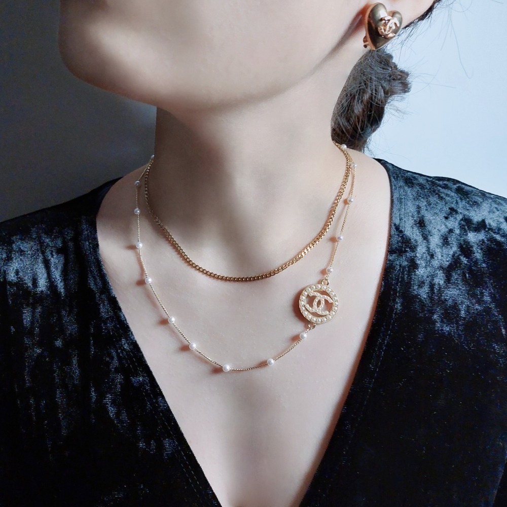 CHANEL 珍珠中古鈕扣｜珍珠雙層頸鏈Pearl Double Layer Necklace-細節圖2