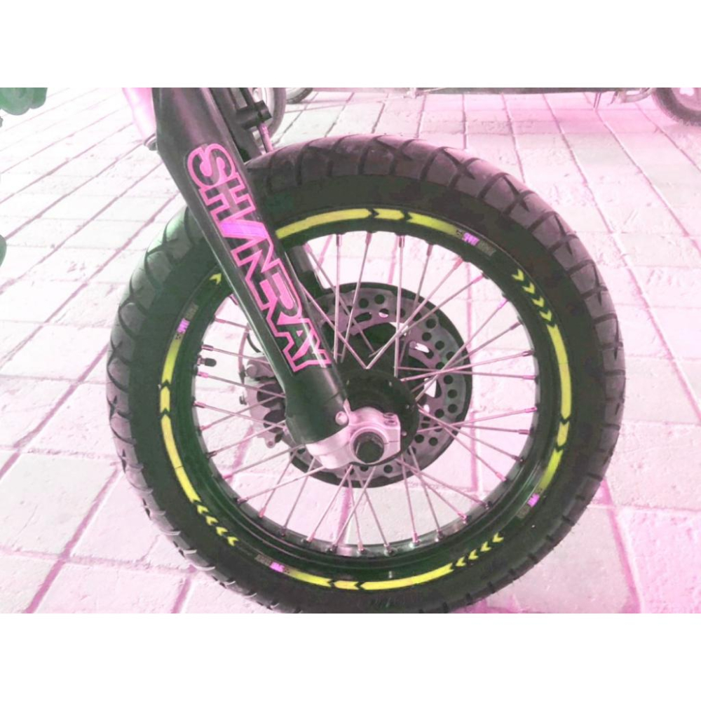 黃色 反光輪貼 靈獸 機車 輪框貼 輪圈貼紙 新勁戰 彪虎 雷霆S 輪貼 FORCE MSX JBUBU DRG 12吋-細節圖4