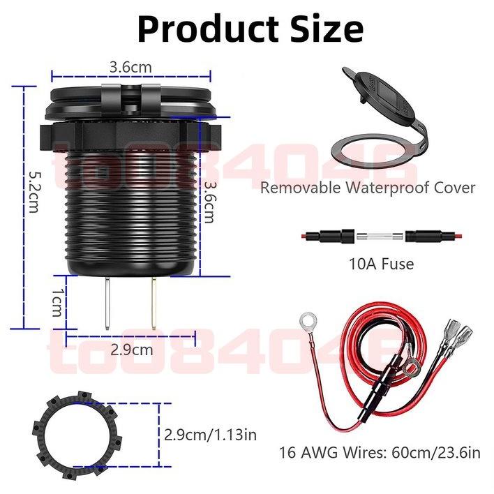 TYPE-C USB車充 QC3.0 機車 充電 快充 USB 電壓表 PD 機車小U 防水車充 雙孔 摩托車 手機充電-細節圖6
