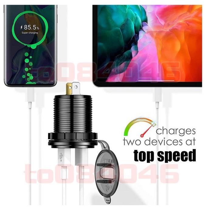 TYPE-C USB車充 QC3.0 機車 充電 快充 USB 電壓表 PD 機車小U 防水車充 雙孔 摩托車 手機充電-細節圖8