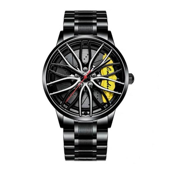 輪框卡鉗 男生手錶 造型手錶 潮流 男性手錶 男錶 男表 鋁圈 學生手錶 煞車 韓版 流行手錶 鋼帶 防水手錶 流行男錶-細節圖2