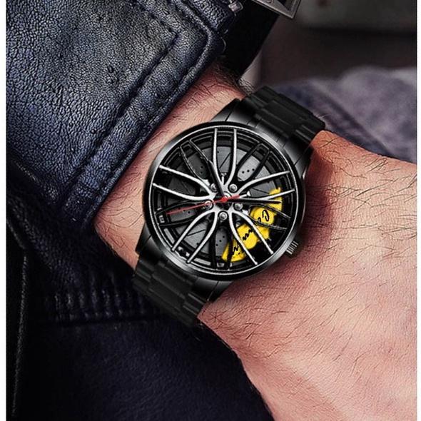 輪框卡鉗 男生手錶 造型手錶 潮流 男性手錶 男錶 男表 鋁圈 學生手錶 煞車 韓版 流行手錶 鋼帶 防水手錶 流行男錶-細節圖4