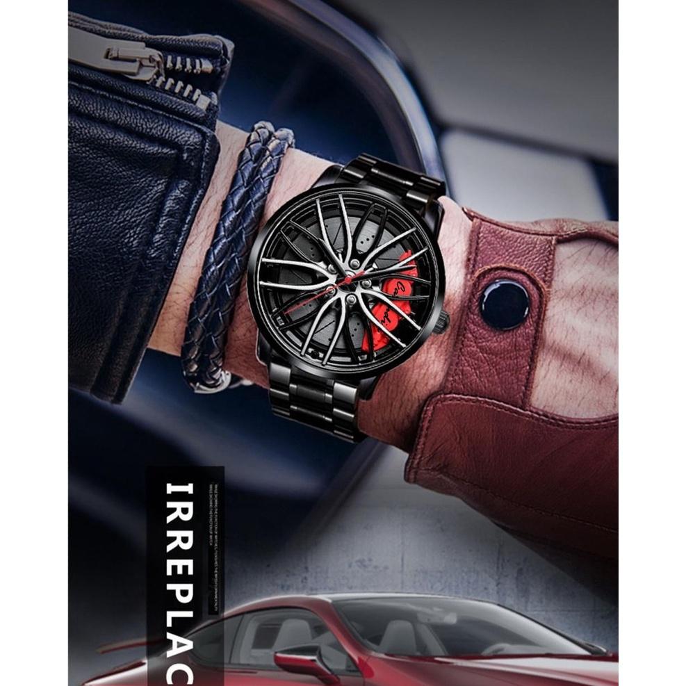 輪框卡鉗 男生手錶 造型手錶 潮流 男性手錶 男錶 男表 鋁圈 學生手錶 煞車 韓版 流行手錶 鋼帶 防水手錶 流行男錶-細節圖7