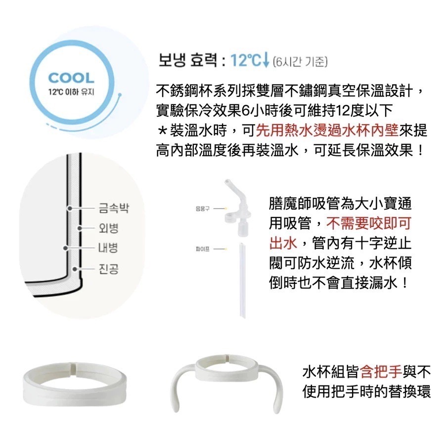 台灣現貨🇰🇷韓國境內版膳魔師🇰🇷白雲杯 保溫杯兒童水瓶兒童水杯寶寶水杯吸管杯不鏽鋼304雙層真空保溫杯-細節圖9
