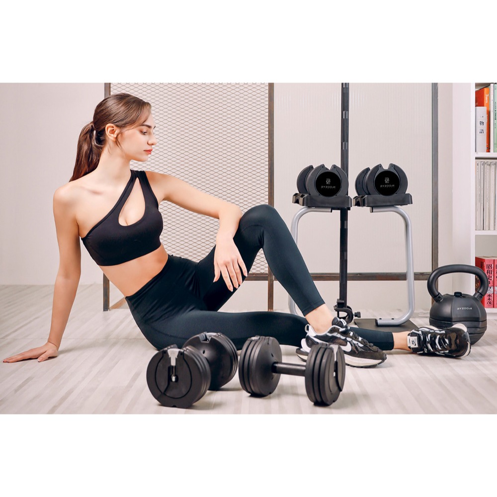 Byzoom Fitness 12.5磅(6kg) 可調式啞鈴 白 (組合套組) 預購-細節圖4