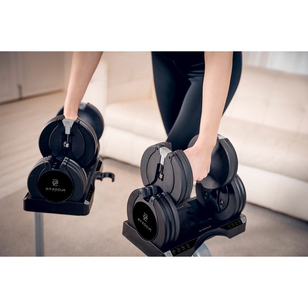 Byzoom Fitness 12.5磅(6kg) 可調式啞鈴 白 (組合套組) 預購-細節圖5