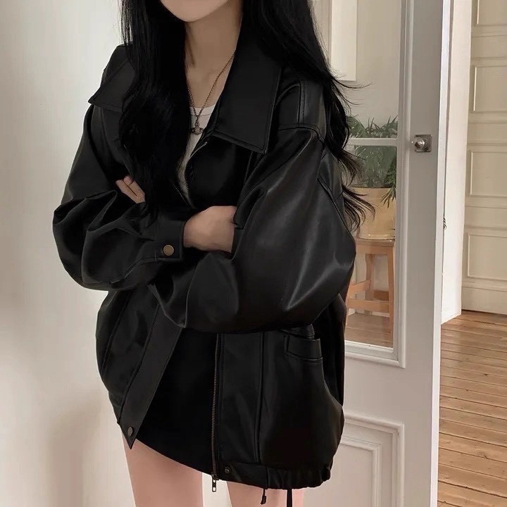 《𝐏𝐎𝐑𝐊.𝐂𝐎》爆款🔥Oversize 翻領皮外套 皮衣 男女皆可！-細節圖2