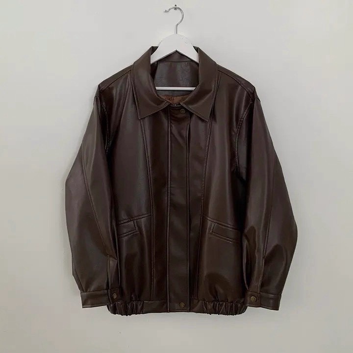 《𝐏𝐎𝐑𝐊.𝐂𝐎》爆款🔥Oversize 翻領皮外套 皮衣 男女皆可！-細節圖5