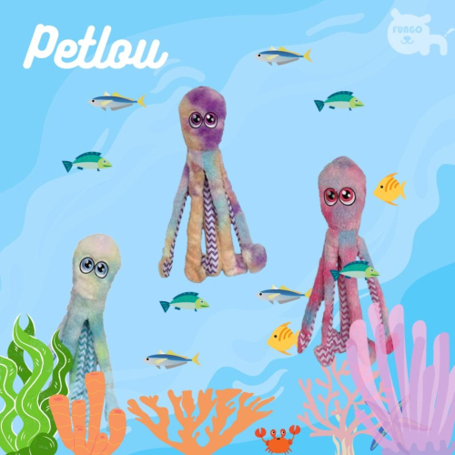 {關門放狗} 美國 Petlou Tie Dye Octopus 紮染大眼章魚 寵物啾啾/響紙絨毛玩偶