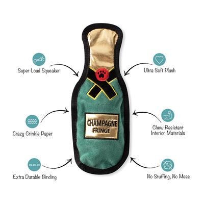 {關門放狗} 美國 Pet Shop by Fringe Studio 香檳造型 啾啾/響紙設計 耐咬寵物玩偶-細節圖2