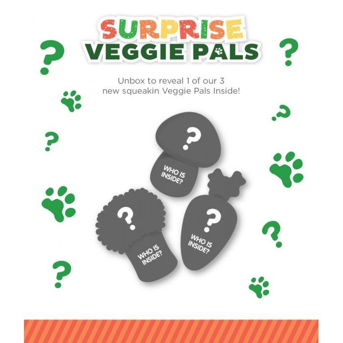 美國Outward Hound Surprise Veggie Pals 蔬菜造型 開罐驚喜 寵物啾啾玩偶-細節圖2