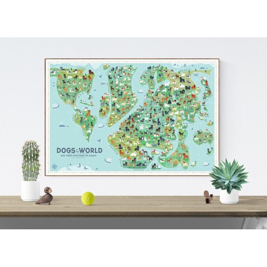 {關門放狗} 美國 Doggie Drawings 世界的狗狗 地圖海報-細節圖2