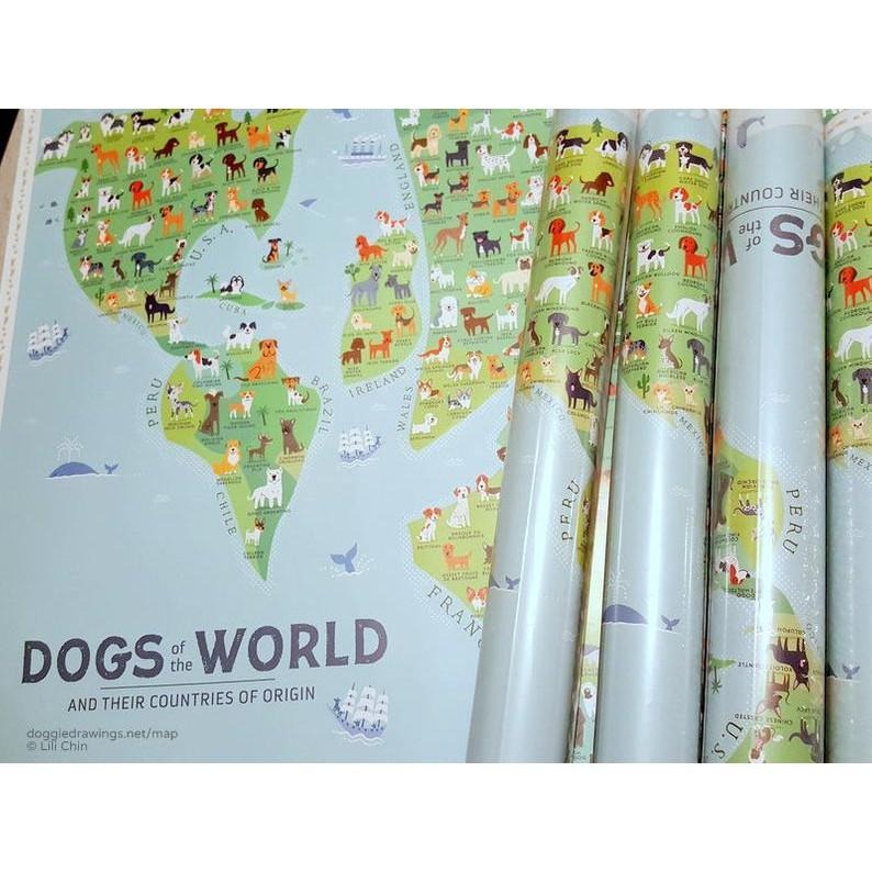 {關門放狗} 美國 Doggie Drawings 世界的狗狗 地圖海報-細節圖3