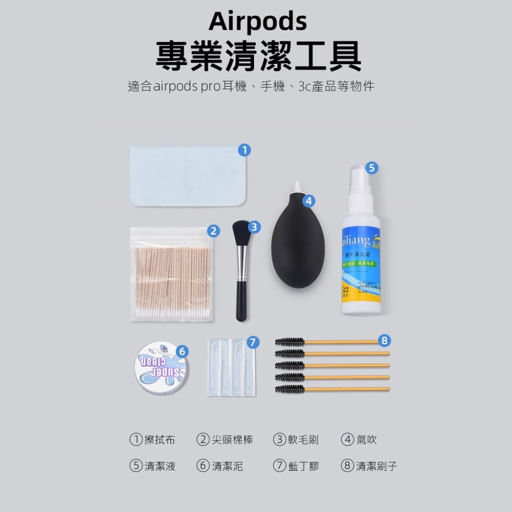 台灣現貨 🔥 airpods pro 耳機 鍵盤 手機 相機清潔組 清潔工具 清潔黏土 毛刷 氣吹 除塵-細節圖6