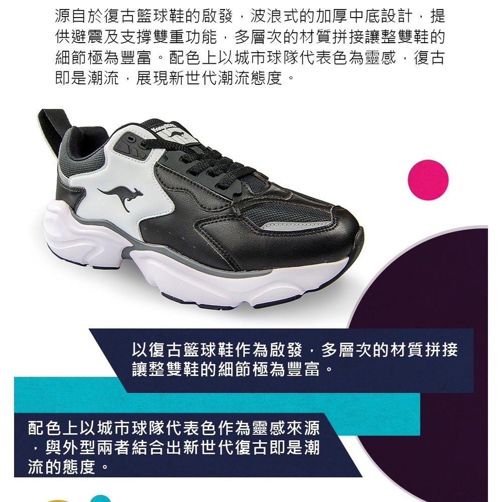 麻糬鞋屋👟KangaROOS美國袋鼠鞋 邱鋒澤代言款 男款SWING 復古籃球老爹鞋 [KM01079]特價890元-細節圖5