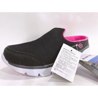 麻糬鞋屋👟LOTTO 女款前包後空網布高彈舒適透氣鞋墊懶人健走鞋 3700-黑 超低特賣390元-細節圖2