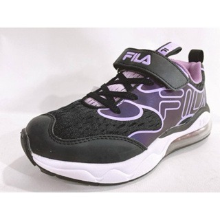 麻糬鞋屋👟FILA 女童抗菌防臭反光機能輕量氣墊慢跑鞋(康特杯)3-J807W-919-黑紫 超低直購價1100元-細節圖2