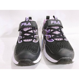麻糬鞋屋👟FILA 女童抗菌防臭反光機能輕量氣墊慢跑鞋(康特杯)3-J807W-919-黑紫 超低直購價1100元-細節圖4