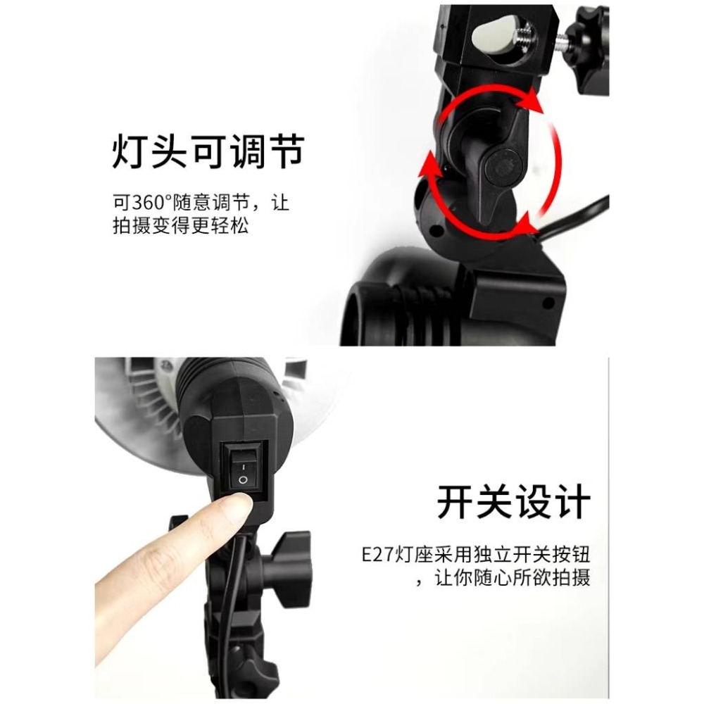 1.6公尺高 反摺腳架+E27燈頭座 2公尺開關線-細節圖5