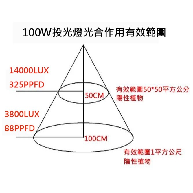 新品 現貨 海拉植物燈 仿太陽光 RA95高顯色 全光譜 戶外防水 LED投光燈100W, 農業 多肉 花卉 專用照明-細節圖4