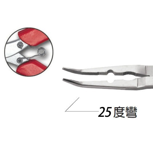 【三兄弟】不鏽鋼彎25度尖嘴鉗 6＂ F-122 富具亞 FUJIYA-細節圖2