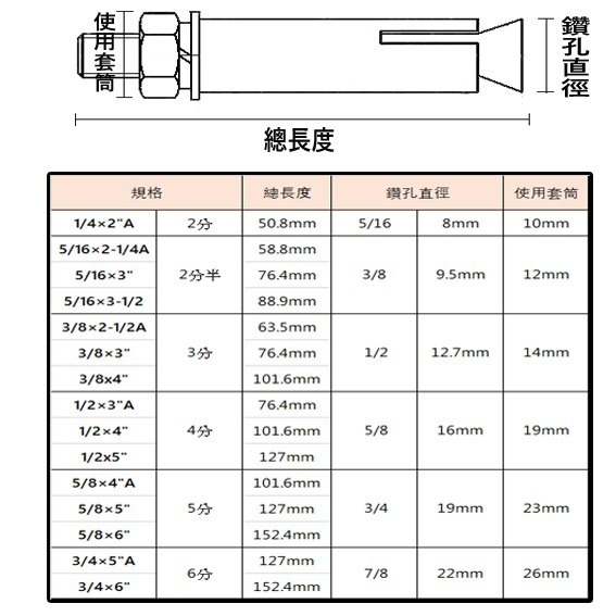 【三兄弟】 白鐵壁虎 【5支1包】  2分 2分半 3分 英吋 膨脹螺絲 壁虎螺絲-細節圖3