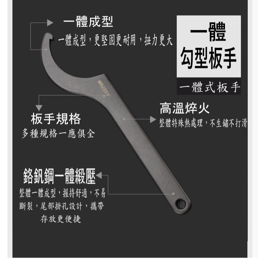 【鴻鈞】勾板手 丸頭型 20/22-120/130 台灣LIGHT 月牙扳手 水表維修拆卸 螺母勾頭 圓螺母扳手-細節圖2