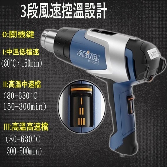 【鴻鈞】STEINEL熱風槍  HL-2020E 110V 220V 熱烘槍 熱熔槍 熱風機 熱風槍 史登利 熱風槍-細節圖3