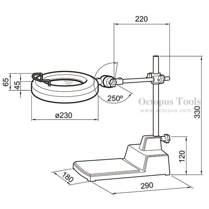 【三兄弟】LED檯燈工作放大鏡 5倍 100-240V 206.730 206.020 檯燈式 鎖桌式 octopus-細節圖7