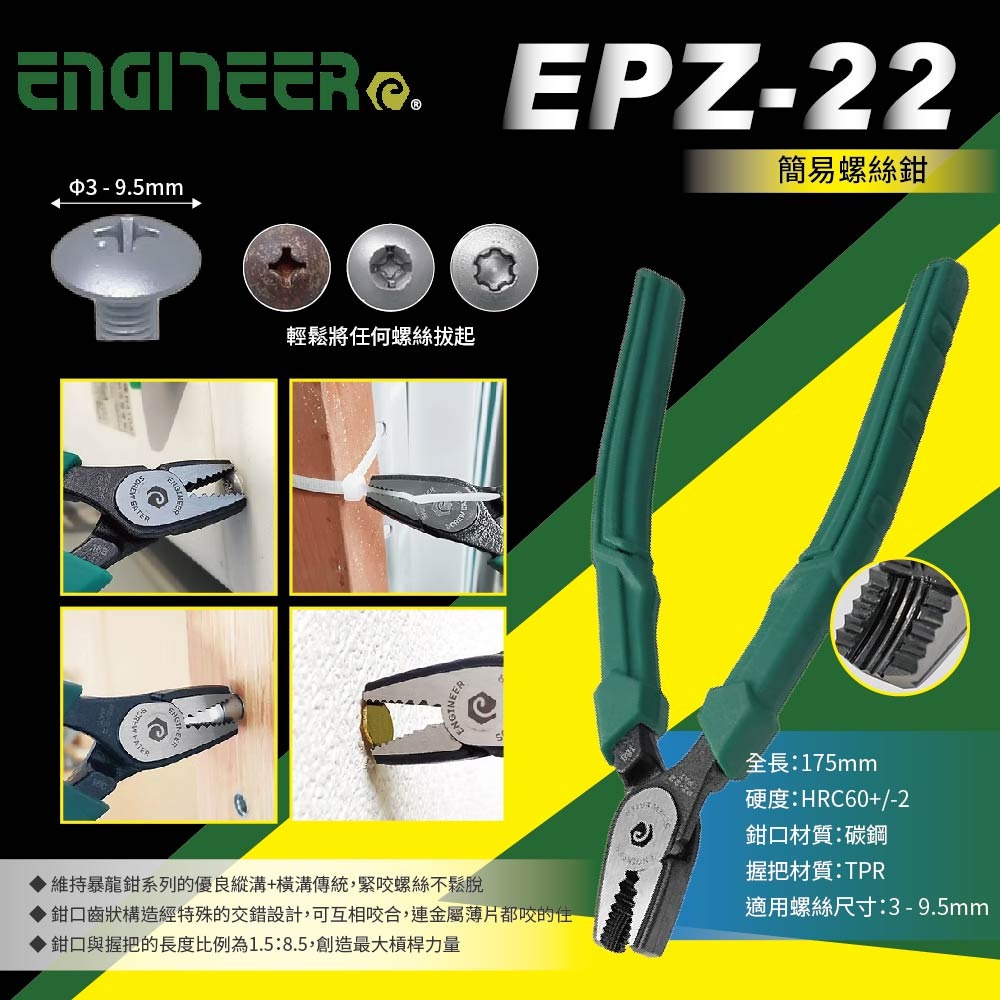 【鴻鈞】 暴龍螺絲鉗 【 ENGINEER 】 螺絲鉗 PZ-22 PZ-32 PZ-55 PZ-58 PZ-77-細節圖2