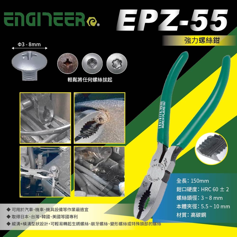 【鴻鈞】 暴龍螺絲鉗 【 ENGINEER 】 螺絲鉗 PZ-22 PZ-32 PZ-55 PZ-58 PZ-77-細節圖4