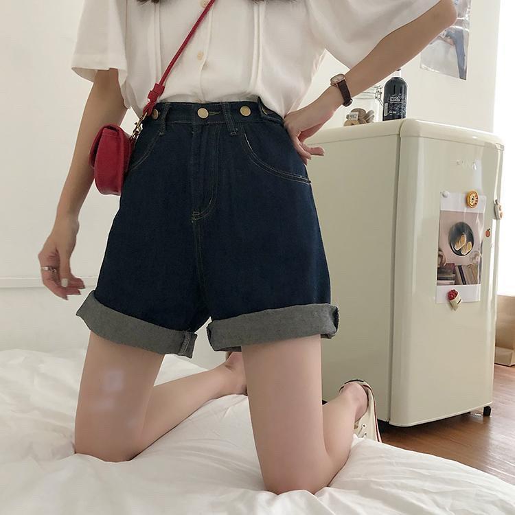 預購中 ⓇⒺⓃⒶ｜S-L韓版五分牛仔直筒褲/深藍/寬鬆/修身/夏季新款/高腰褲/五分褲/牛仔短褲【R21533】-細節圖8