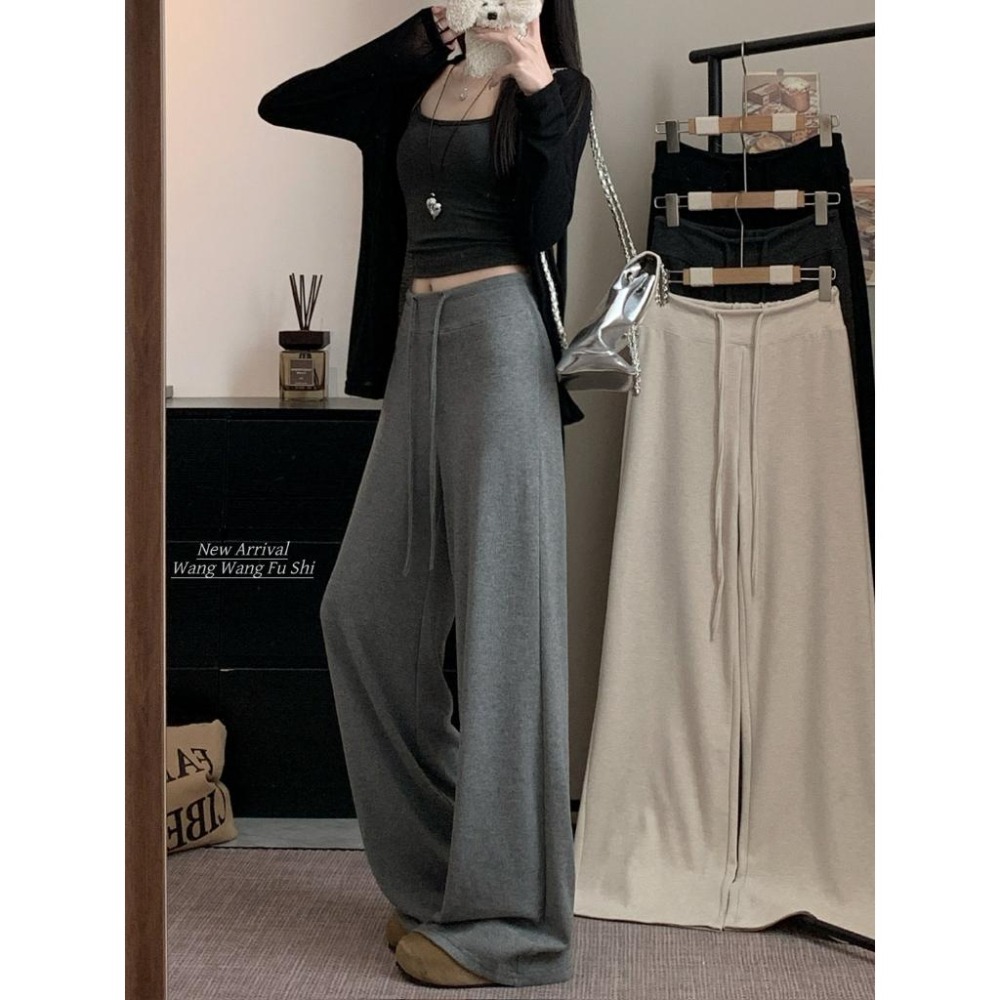 【RENA小舖 台灣現貨每天出】休閒抽繩闊腿褲/寬鬆/鬆緊/長褲/顯瘦/休閒褲/韓系【R22064】-細節圖3