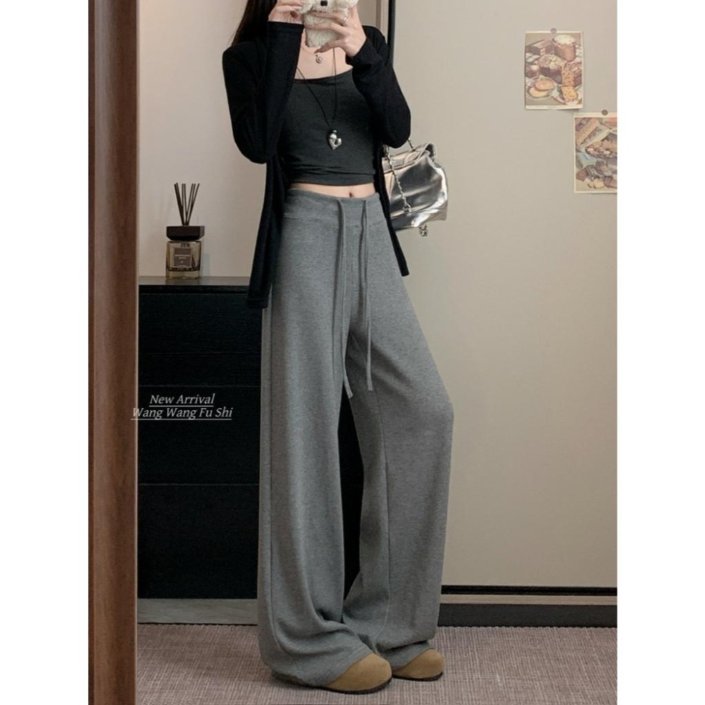 【RENA小舖 台灣現貨每天出】休閒抽繩闊腿褲/寬鬆/鬆緊/長褲/顯瘦/休閒褲/韓系【R22064】-細節圖5