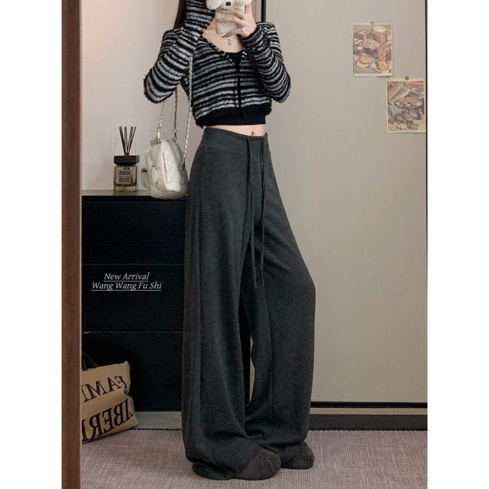 【RENA小舖 台灣現貨每天出】休閒抽繩闊腿褲/寬鬆/鬆緊/長褲/顯瘦/休閒褲/韓系【R22064】-細節圖6