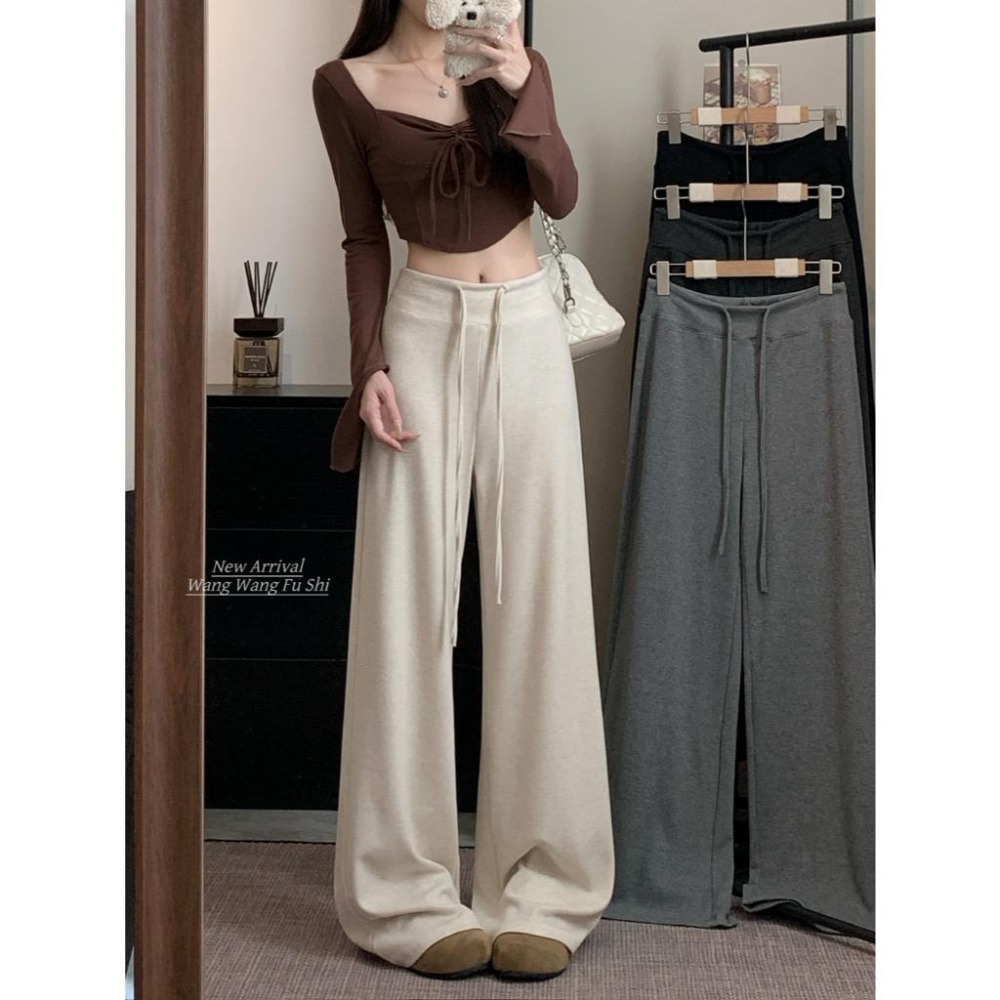 【RENA小舖 台灣現貨每天出】休閒抽繩闊腿褲/寬鬆/鬆緊/長褲/顯瘦/休閒褲/韓系【R22064】-細節圖7