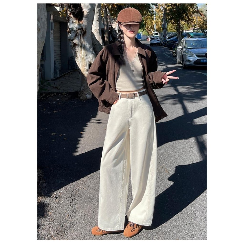 【RENA小舖 台灣現貨每天出】溫暖你的秋冬⛄️｜燈芯絨直筒闊腿褲/小個子/彎刀褲/高腰直筒褲/復古【R22052】-細節圖2