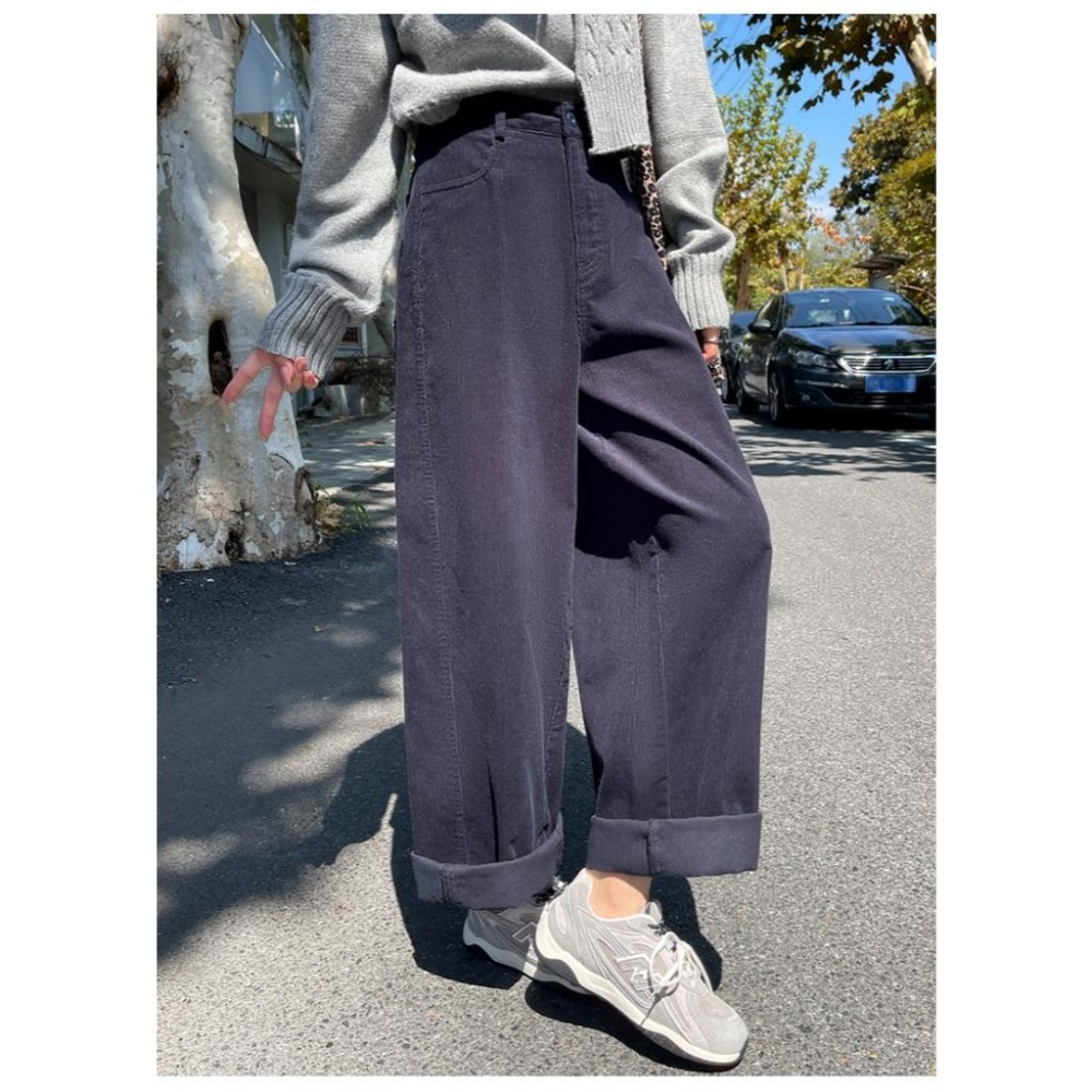 【RENA小舖 台灣現貨每天出】溫暖你的秋冬⛄️｜燈芯絨直筒闊腿褲/小個子/彎刀褲/高腰直筒褲/復古【R22052】-細節圖9