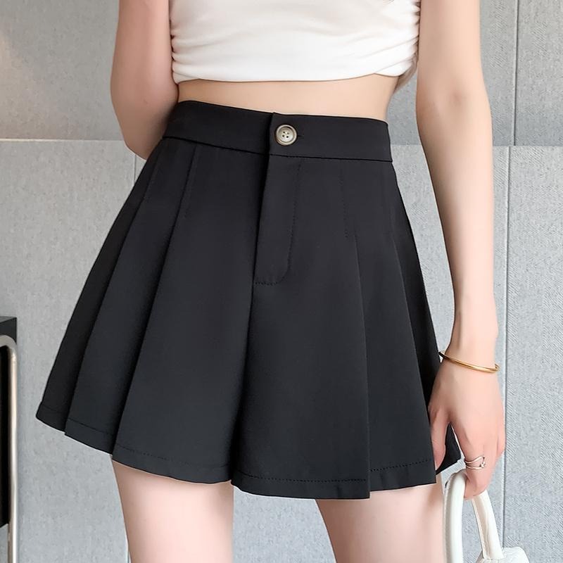 【RENA小舖 台灣現貨每天出】西裝短褲/寬鬆百褶短褲/西裝百褶/西裝A字短褲/高腰西裝短褲【R21985】-細節圖2